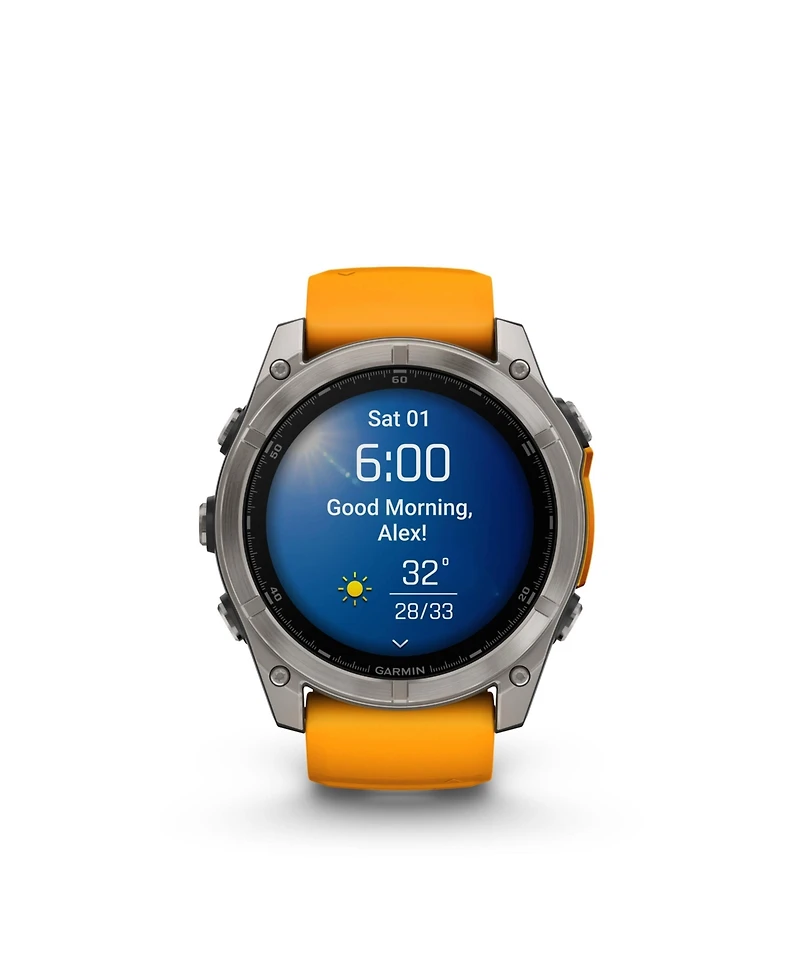 fenix 8 51mm, Amoled, Outdoor & Fitness Gps Smartwatch, Saphire, Bare Graphite Titanium, Spark Orange/Graphite Band, Na
