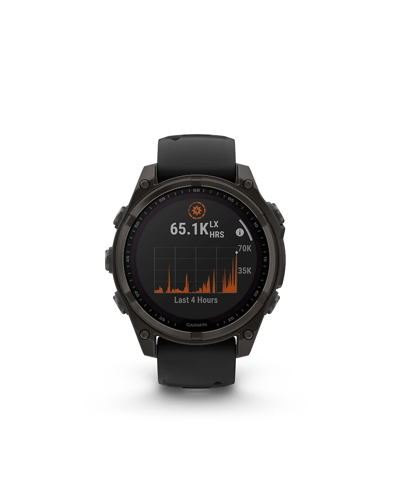 Garmin fenix 8 47mm, Saphire Solar, Outdoor & Fitness Gps Smartwatch, Carbon Gray Titanium Black, Black/Pebble Gray Band, Na