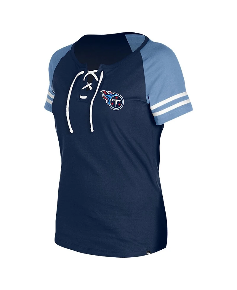 New Era Women's Navy Tennessee Titans Lace-Up Raglan T-Shirt