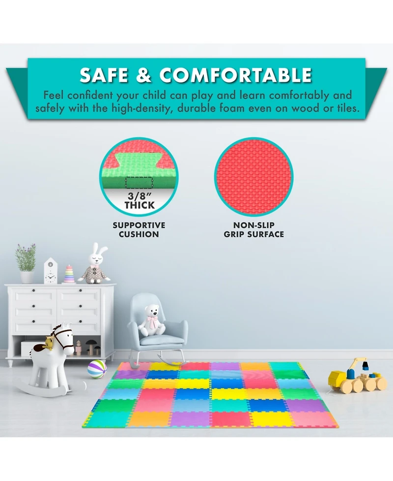 ProsourceFit ProSource Kids Floor Play Mat 3/8-in, 36 Sq Ft - Tiles