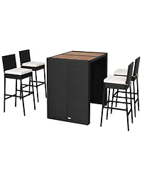 5 Pieces Patio Acacia Wood Dining Set