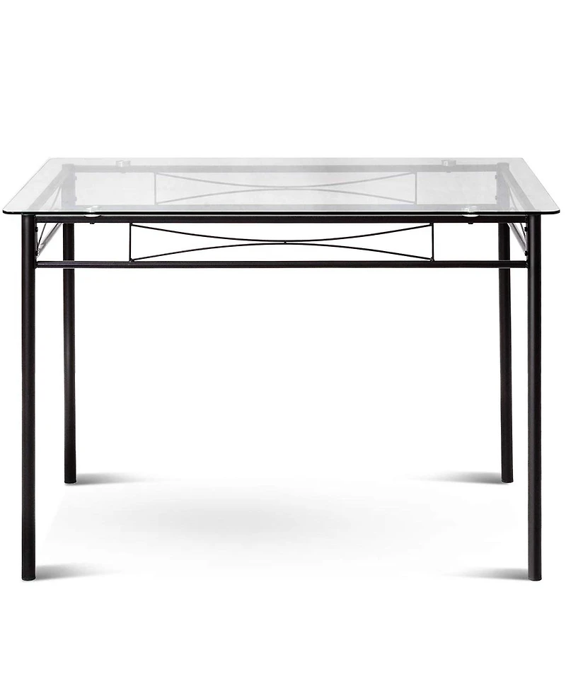 Sugift 5 Pieces Dining Set with Tempered Glass Top Table and 4 Upholstered Chairs