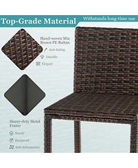 3 Pieces Outdoor Wicker Bar Set with 3 Rows Stemware Racks