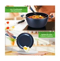 NutriChef Kitchenware Pots & Pans Set - Stylish Kitchen Cookware with Elegant Diamond Pattern