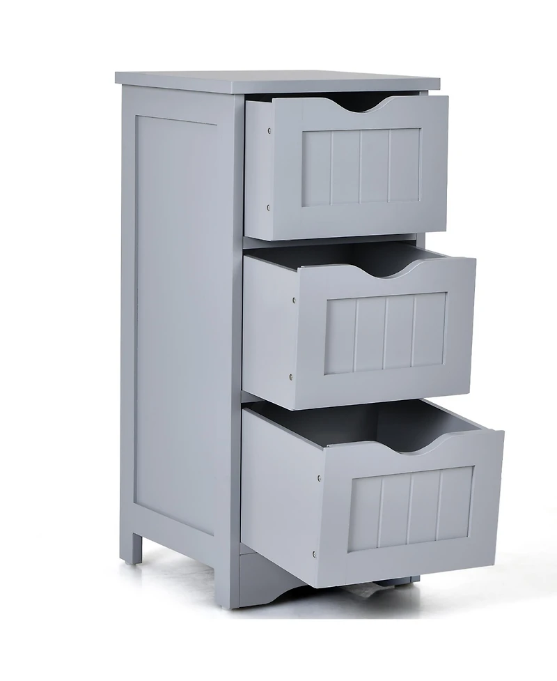 Bathroom Floor Cabinet Freestanding Storage Organizer w/ 3 Drawers