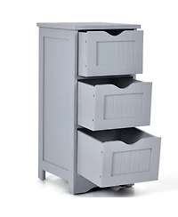Bathroom Floor Cabinet Freestanding Storage Organizer w/ 3 Drawers