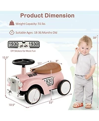 Gymax Retro Kids Ride-on Toy Kids Sit to Stand Vehicle with Working Steering Wheel White