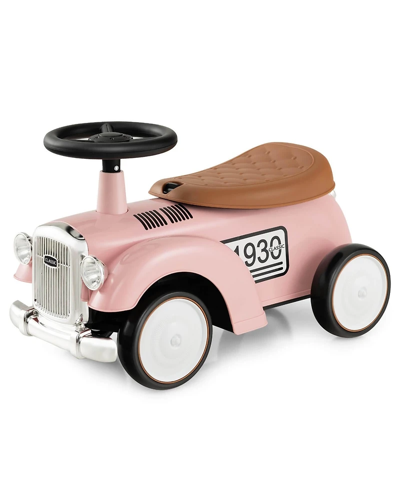 Gymax Retro Kids Ride-on Toy Kids Sit to Stand Vehicle with Working Steering Wheel White