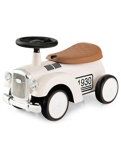 Gymax Retro Kids Ride-on Toy Kids Sit to Stand Vehicle with Working Steering Wheel White
