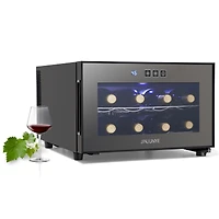 Jinjunye 8 Bottle Wine Cooler Refrigerator, Wine Fridge Small, Countertop Wine Cooler with Digital Temperature Control, 46-66 Mini Freestanding Wine C