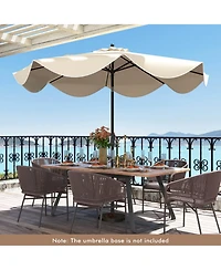 9 Ft Patio Umbrella 2-Tier Market Table with Crank Handle & 8 Ribs