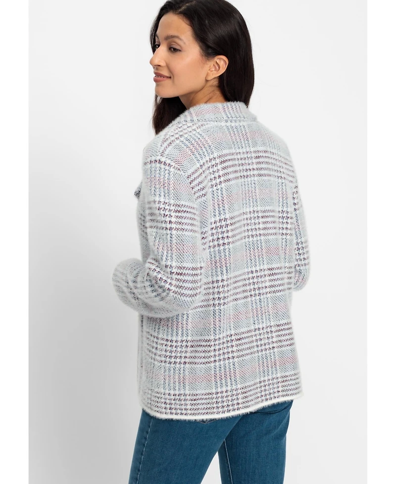 Olsen Women's Plaid Caban Sweater Jacket