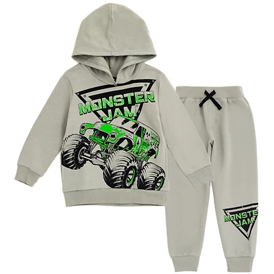 Monster Jam Toddler Boys Grave Digger Mutt Megalodon Fleece Pullover Hoodie & Pants to