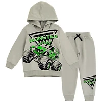 Monster Jam Toddler Boys Grave Digger Mutt Megalodon Fleece Pullover Hoodie & Pants to
