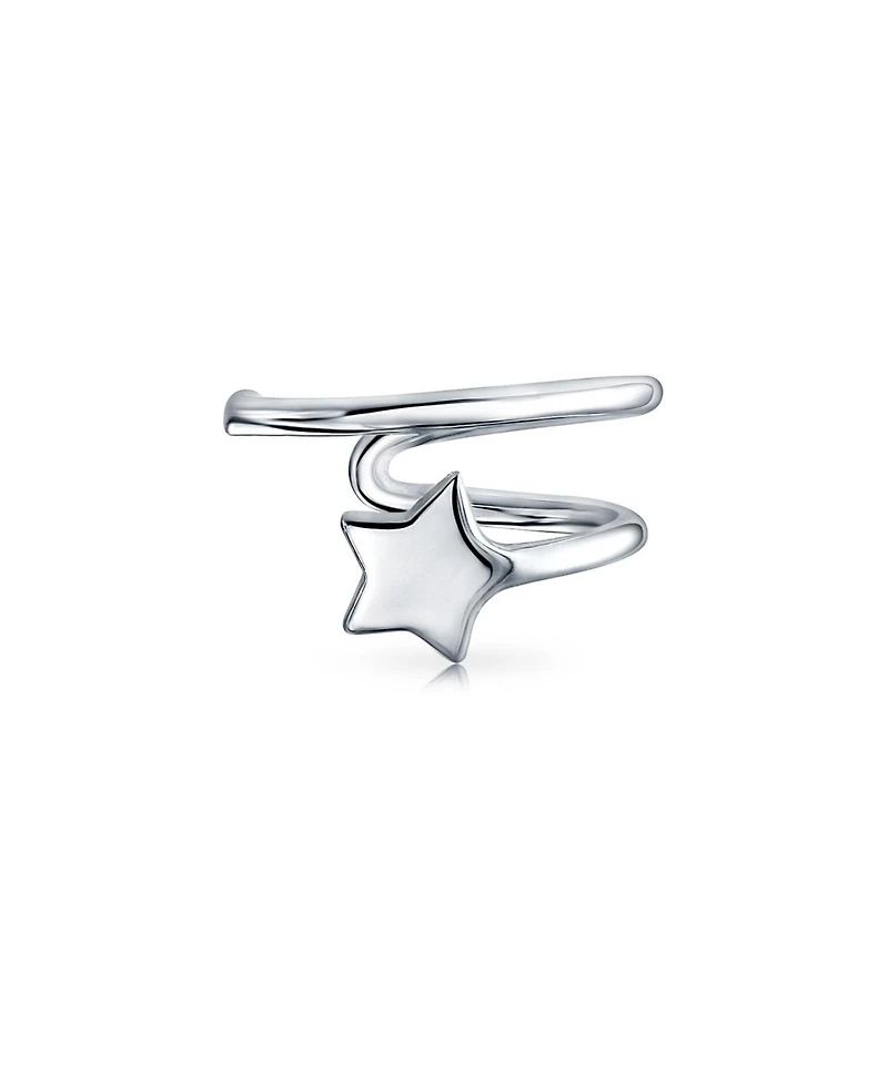 Bling Jewelry American Patriotic Celestial Rock Star Initial Wire Cartilage Ear Cuffs Clip Wrap Helix Non Pierced Earrings .925 Sterling Silver