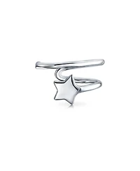 Bling Jewelry American Patriotic Celestial Rock Star Initial Wire Cartilage Ear Cuffs Clip Wrap Helix Non Pierced Earrings .925 Sterling Silver