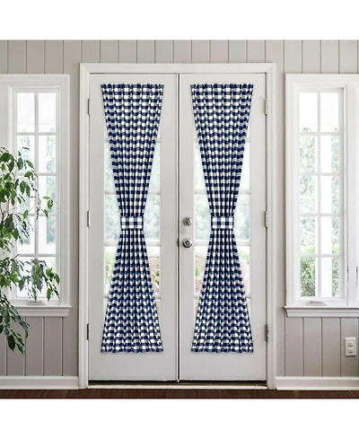 Kate Aurora Plaid Country Farmhouse French Door Curtain Panel With Matching Tieback - 25W x 40L, Yellow