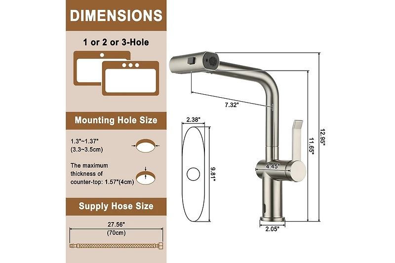 Casainc Single Handle Pull Out Kitchen Faucet With Touchless Sensor Three-function Mode Sprayer
