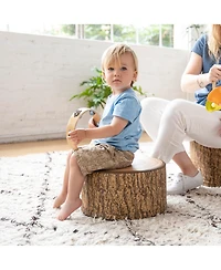 ECR4Kids SoftZone Tree Stump Stool Set, Chocolate, 3-Piece