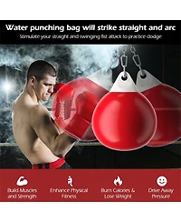 18 Inch 110 Pound Heavy Punching Water Aqua Bag with Adjustable Metal Chain-Red