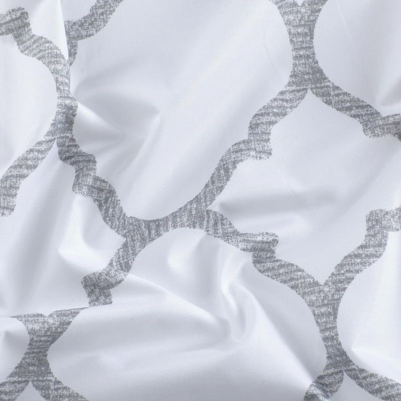Kate Aurora 2 Pack: Thermal Lined Gray & White Trellis Grommet Blackout Curtains