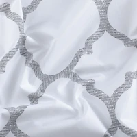 Kate Aurora 2 Pack: Thermal Lined Gray & White Trellis Grommet Blackout Curtains