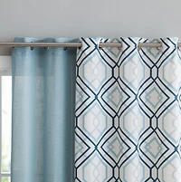 Kate Aurora Coordinating 4 Piece Geometric & Solid Curtain Set - 38 in. W x L