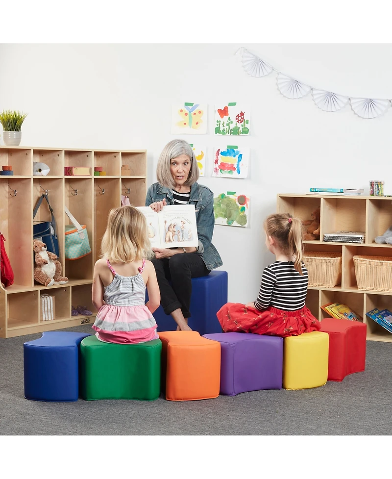 ECR4Kids SoftZone Toddler Modular Stool Set, Earthtone, 6-Piece