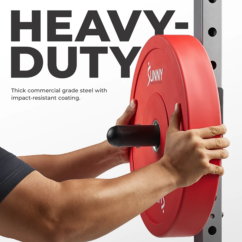 Sunny Health & Fitness Adjustable Weight Plate Storage Rack Attachment Accessory– Fits 1” and 2” Inch Olympic Style Weight Plates