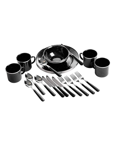 Stansport Deluxe 24-Piece Enamel Tableware Set