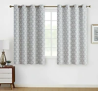 Kate Aurora Chic Living 100% Max Blackout Trellis Clover Thermal Curtains - 52 in. W x 63 L, White