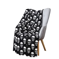 Kate Aurora Oversized Halloween Spooky Skeleton Skulls Plush Fleece Throw Accent Blanket - 50 in. W x 70 in. L