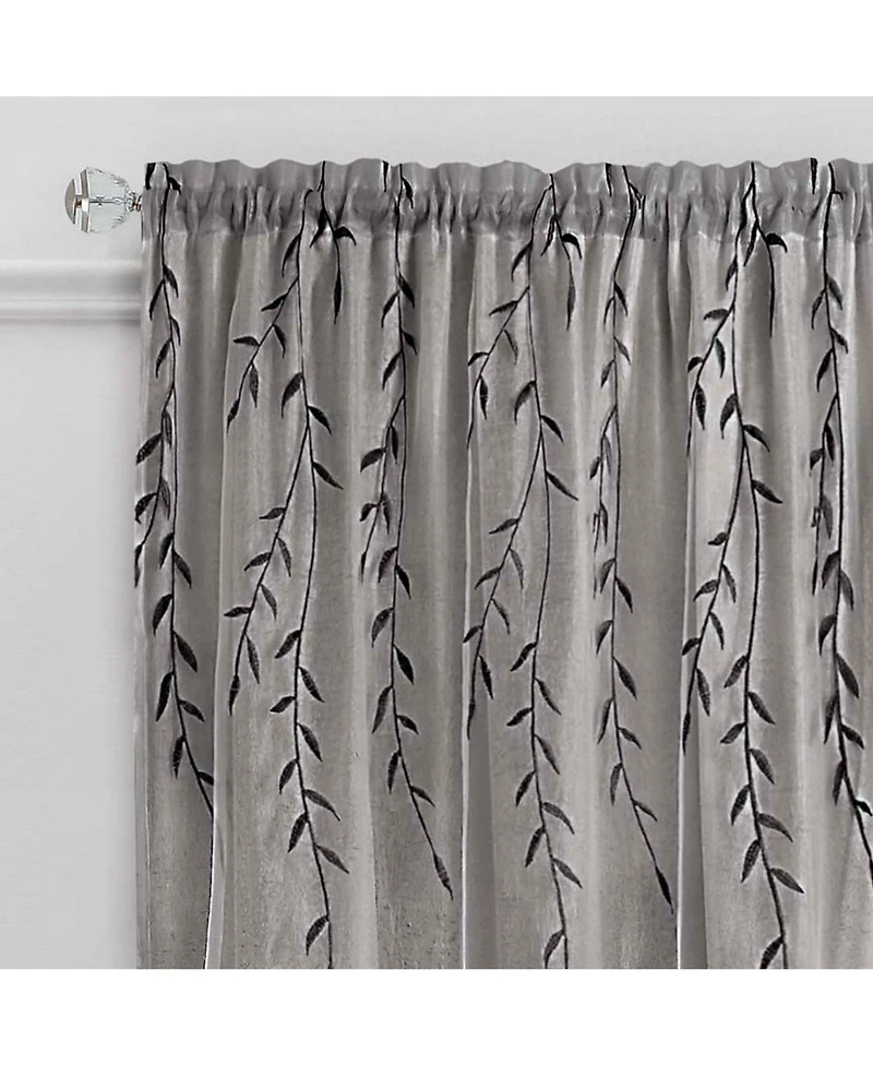 Kate Aurora Traditional Home 2 Pack Double Layered Embroidered Floral Sheer Curtains
