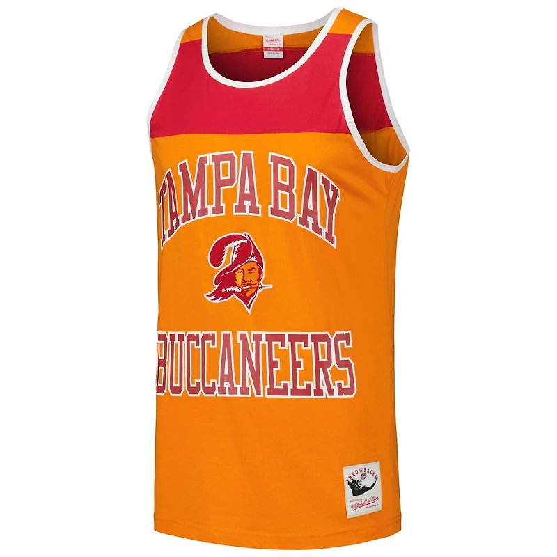 Mitchell & Ness Men's Orange/Red Tampa Bay Buccaneers Gridiron Classics Heritage Colorblock Tank Top