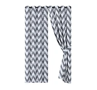 Kate Aurora 2 Pack Room Darkening Juvi Chevron Grommet Top Window Curtains With Tiebacks