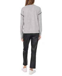 Vince Camuto Women's Whip-Stitch Trim V-Neck Sweater