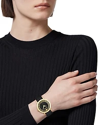 Versace Women's Swiss Daedalus Black Leather Strap Watch 35mm