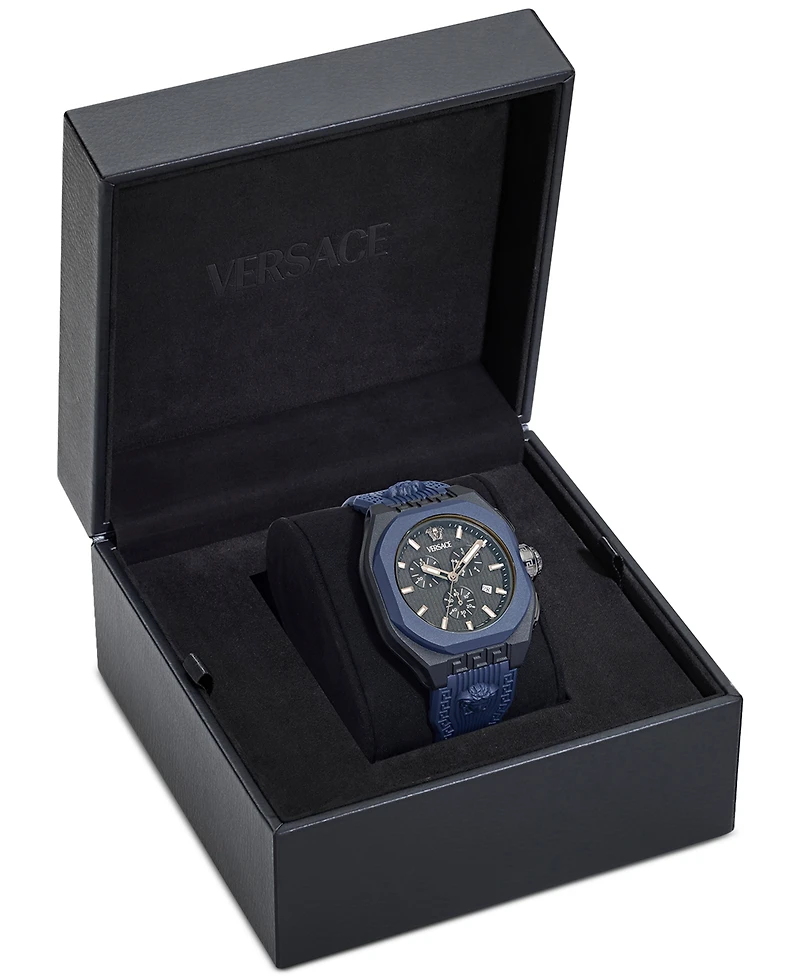 Versace Men's Swiss Chronograph Blue Silicone Strap Watch 44mm