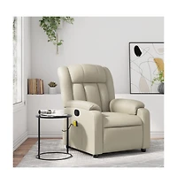 Massage Recliner Chair Cream Faux Leather