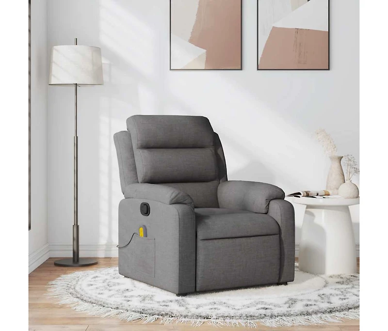 Massage Recliner Chair Dark Gray Fabric