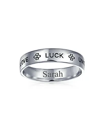 Bling Jewelry Amulet Talisman Heart Infinity Clover Symbol Inspirational Words Love Luck Unity Band Ring Gold Plated .925 Sterling Silver