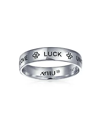 Bling Jewelry Amulet Talisman Heart Infinity Clover Symbol Inspirational Words Love Luck Unity Band Ring Gold Plated .925 Sterling Silver