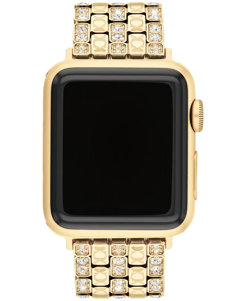 Coach Women's Gold-Tone Stainless Steel with Crystals Apple Watch Strap 38mm, 40mm, 41mm