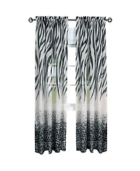 Kate Aurora 2 Piece Safari Themed Animal Print Rod Pocket Sheer Window Curtain Panels - 63 in. Long - Brown