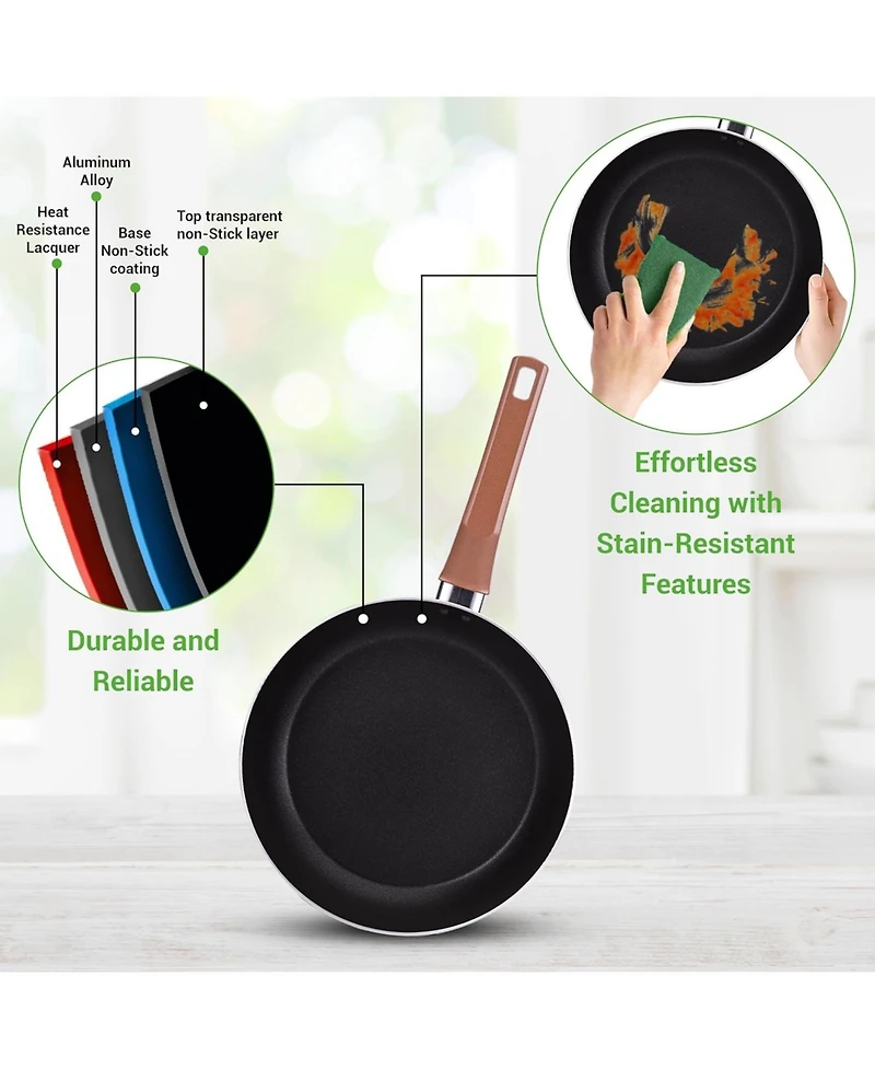 NutriChef Kitchenware Pots & Pans - Stylish Kitchen Cookware Set, Non-Stick (13-Piece Set)