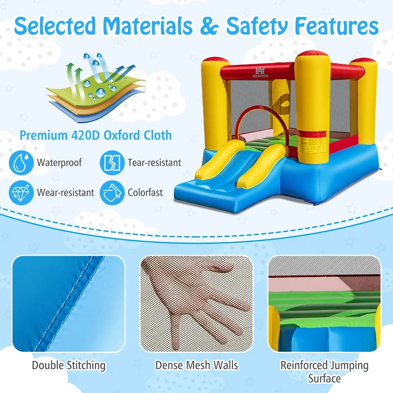 Inflatable Bouncer Kids Slide Bounce House for Indoor Outdoor with 350W Blower
