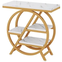 Tribesigns End Table for Living Room, 3-Tier Faux Marble Side Table, Wood Narrow Sofa Side Table, Modern Nightstand and Bedside Table for Bedroom