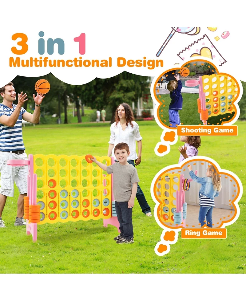 Jumbo 4-to-Score 4 in A Row Giant Game Set with Stickers for Kids Adults