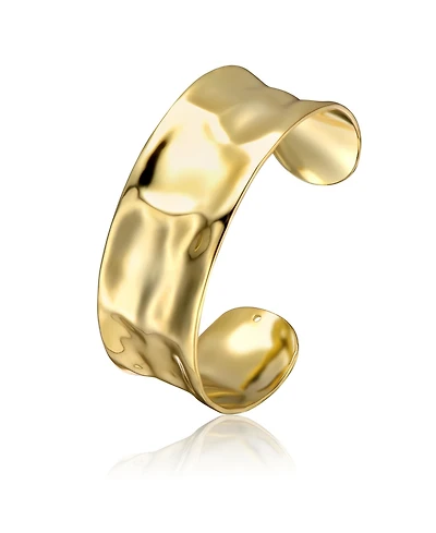14K Gold Plated Hammered Finish Bangle Bracelet Cuff