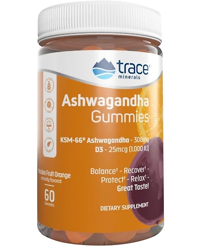 Trace Minerals Ashwagandha Gummies, 300mg - Health Supplement to Support Brain & Immune Health - Relaxation Supplement to Aid Calm & Restful Sleep